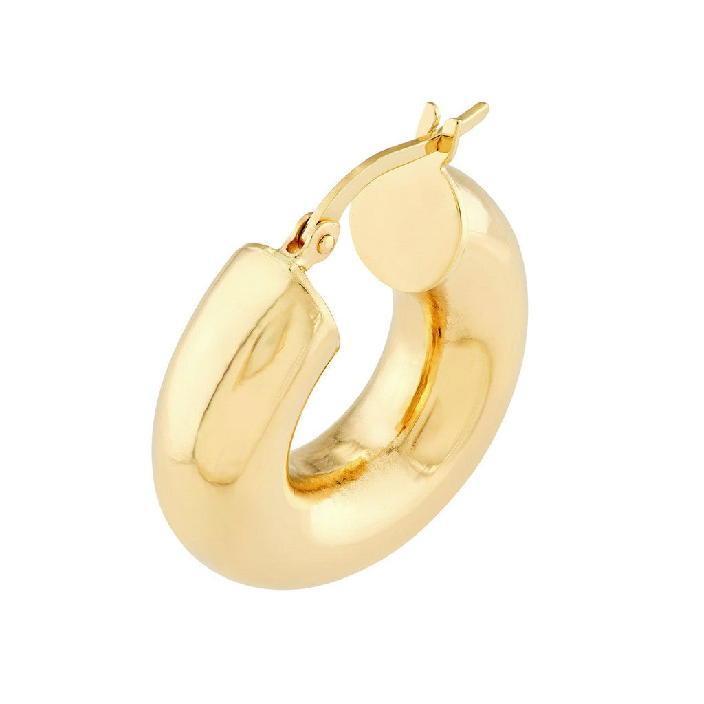 14K Gold Thick Polished Hoop Earrings