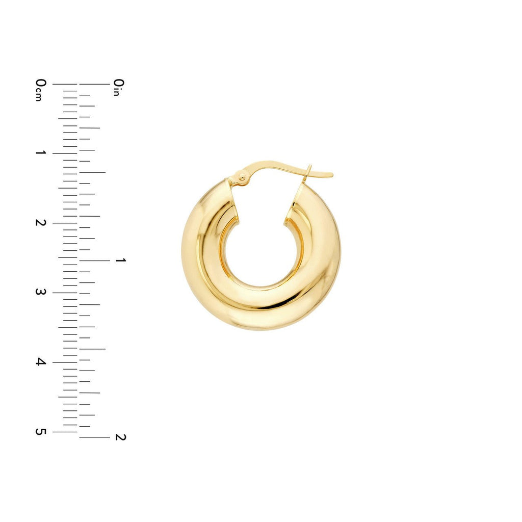 14K Gold Thick Polished Hoop Earrings