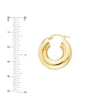14K Gold Thick Polished Hoop Earrings