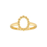 14K Gold Beaded Open Oval Ring
