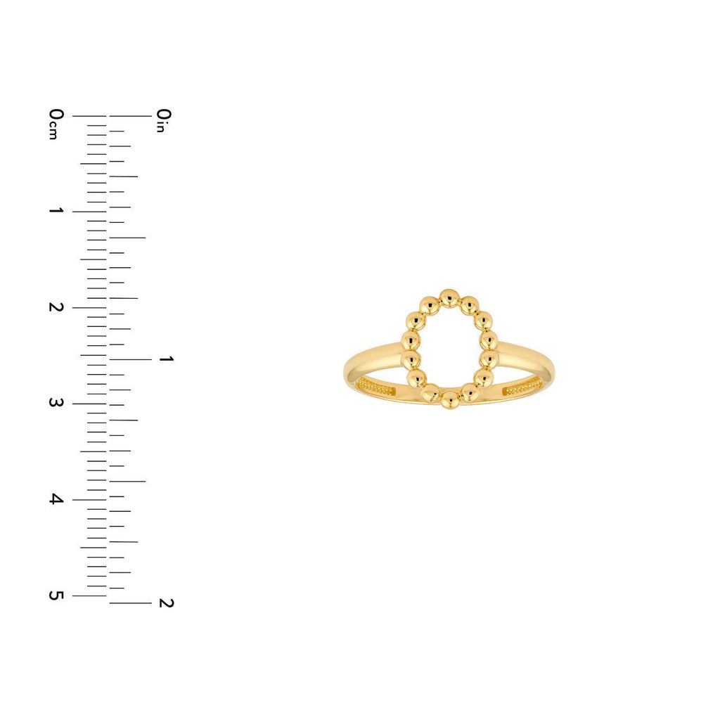 14K Gold Beaded Open Oval Ring