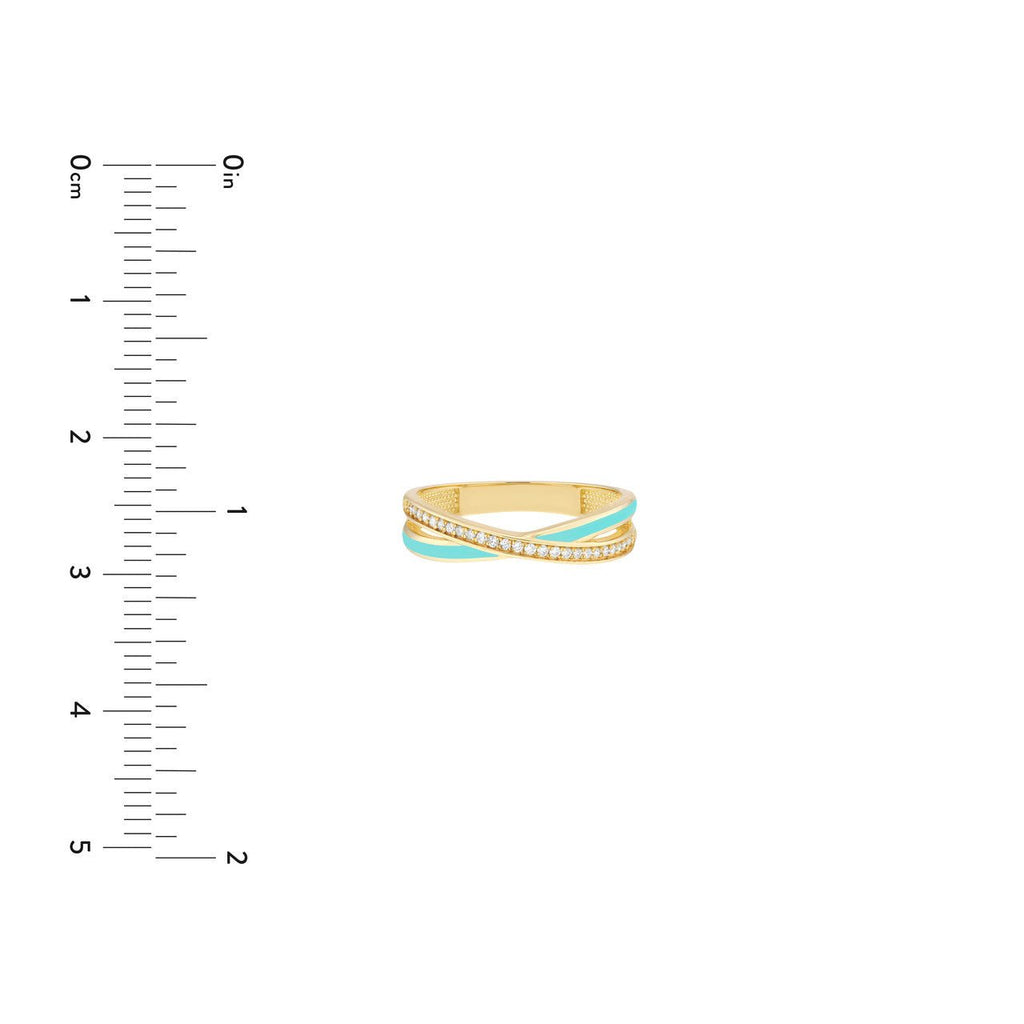 14K Gold Turquoise and Diamond X Ring