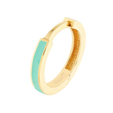 14K Gold Turquoise Enamel Huggie Earrings
