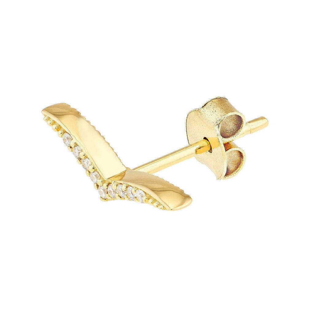 14K Gold Wing Diamond Earrings