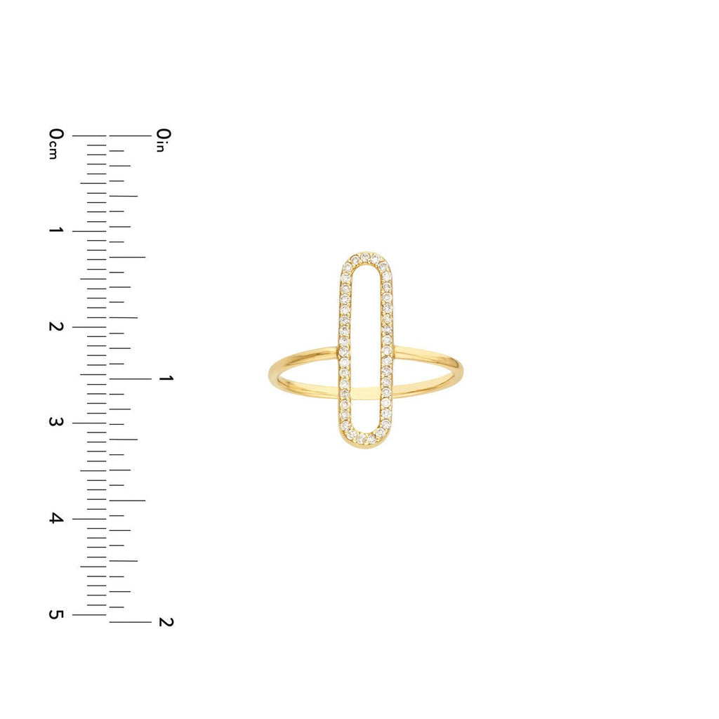 14K Gold Single Paperclip Style Diamond Ring