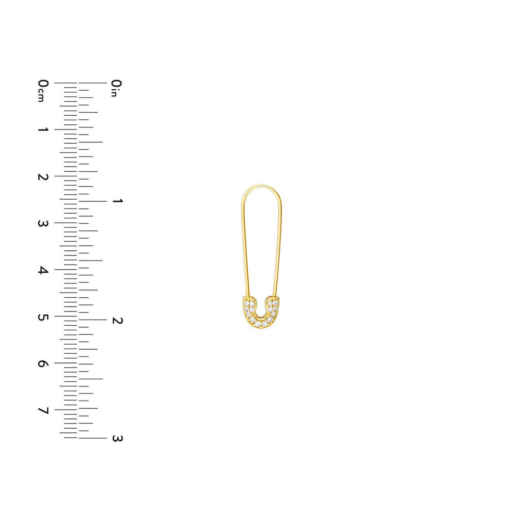 14K Gold Safety Pin Diamond Earrings