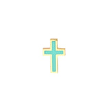 14K Gold Turquoise Enamel Cross Stud Earrings