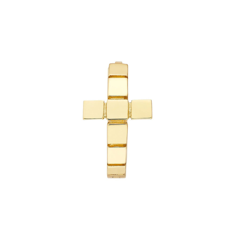 14K Gold Segmented Cross Huggie Earrings