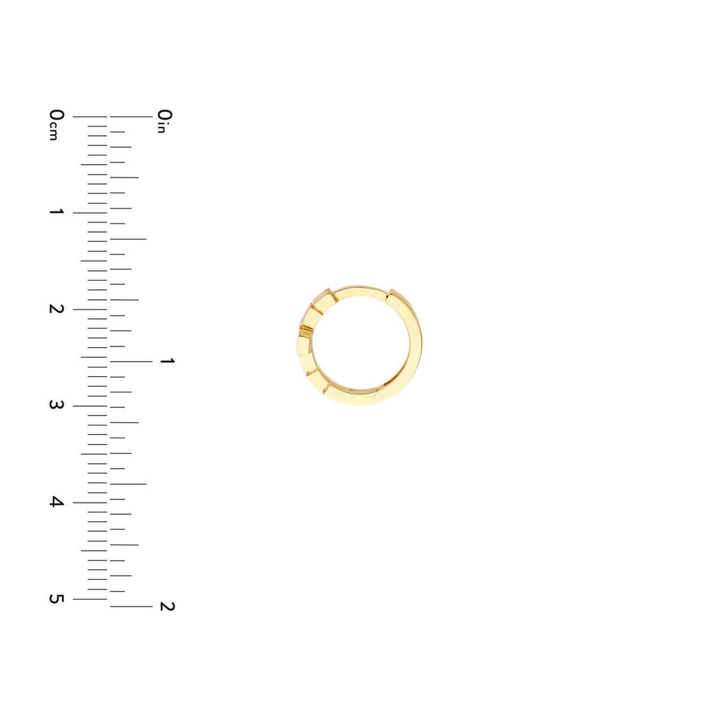14K Gold Segmented Cross Huggie Earrings