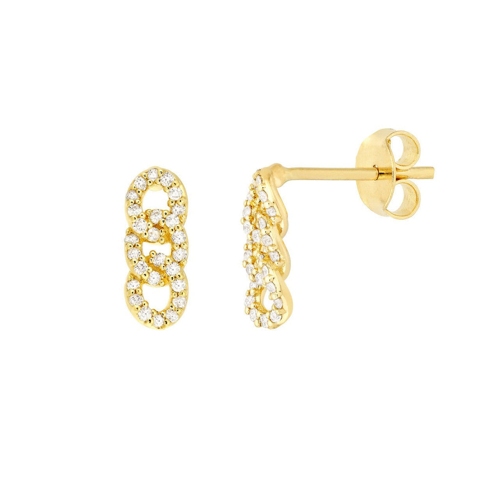 14K Gold Triple Link Diamond Earrings
