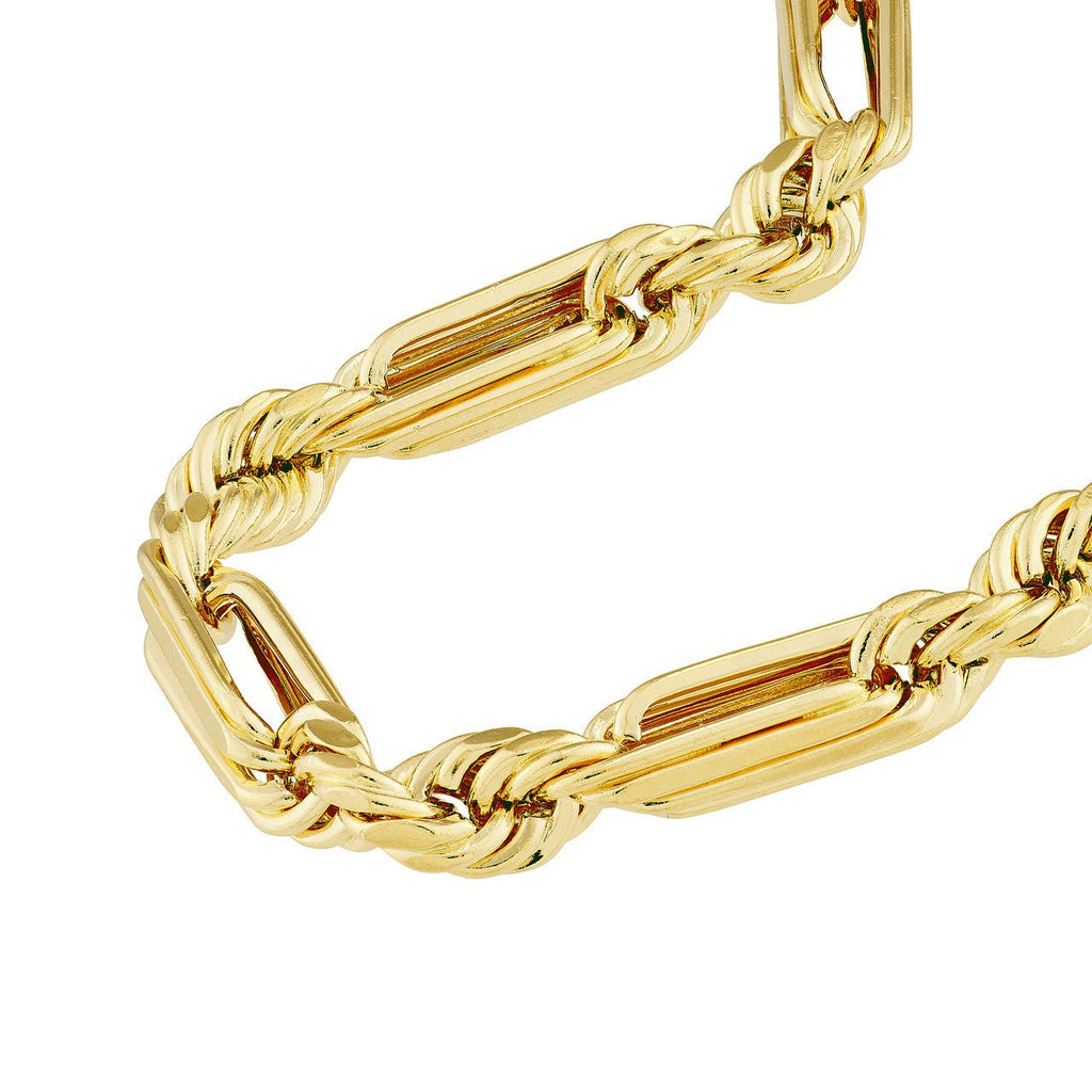 14K Gold 3MM Diamond Cut Hollow Figarope Milano Chain Anklet