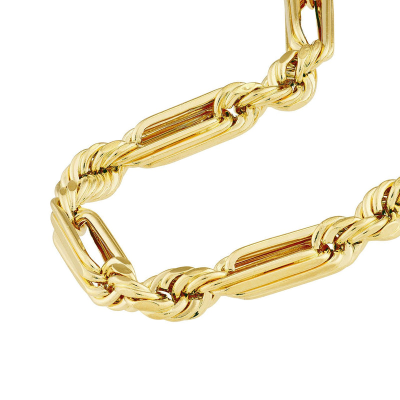 14K Gold 3MM Diamond Cut Hollow Figarope Milano Chain Anklet