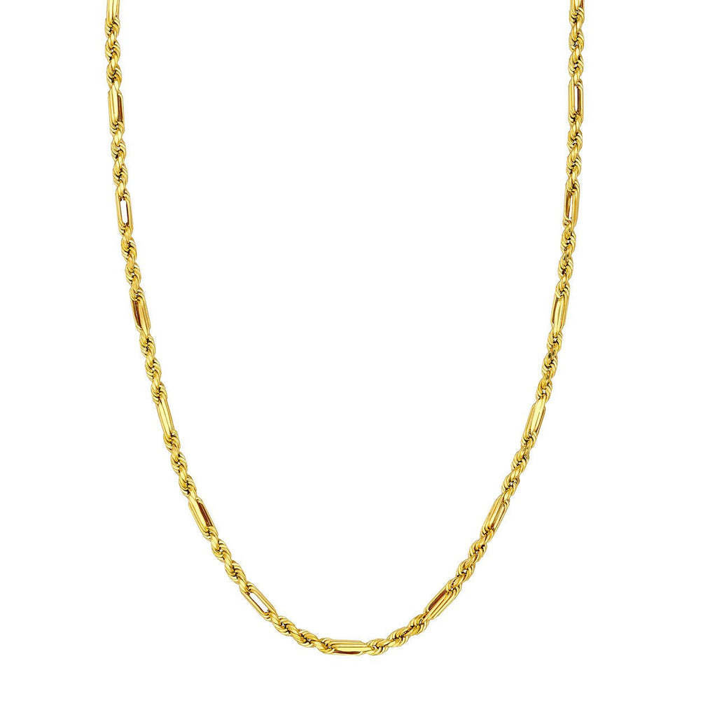 14K Gold 4MM Diamond Cut Hollow Figarope Milano Chain Necklace