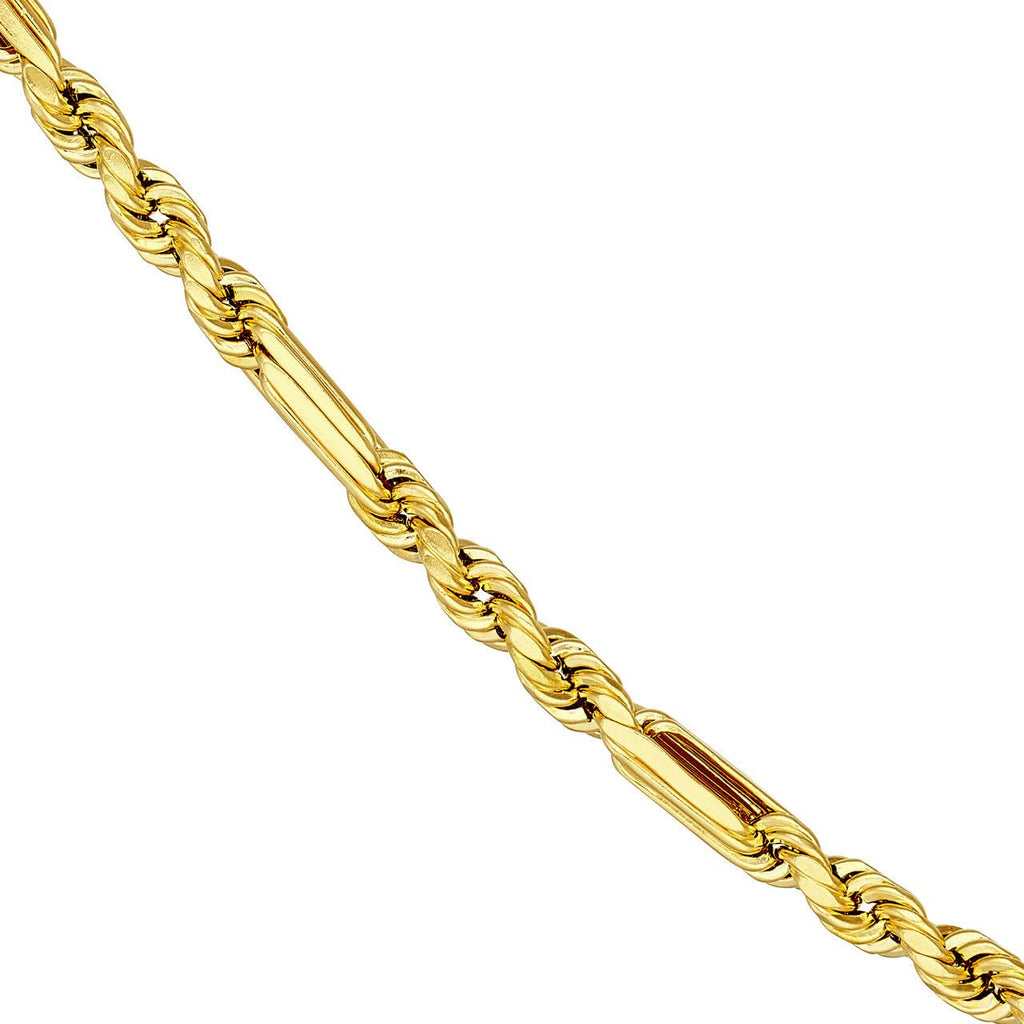 14K Gold 4MM Diamond Cut Hollow Figarope Milano Chain Necklace