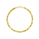 14K Gold 4MM Diamond Cut Hollow Figarope Milano Chain Bracelet