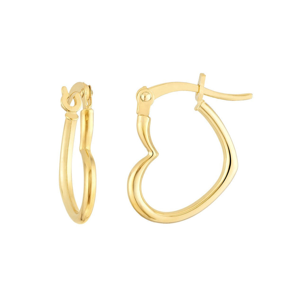 14K Gold Tilted Heart Hoop Earrings