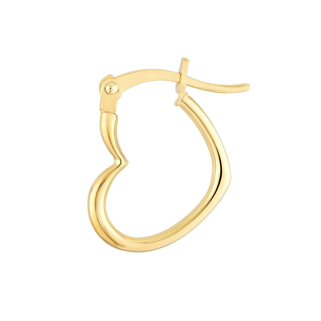 14K Gold Tilted Heart Hoop Earrings