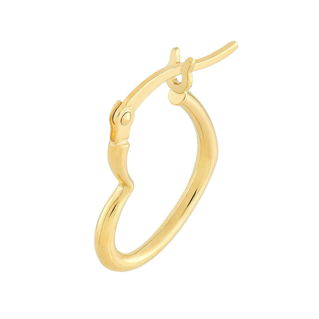 14K Gold Tilted Heart Hoop Earrings