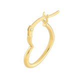 14K Gold Tilted Heart Hoop Earrings