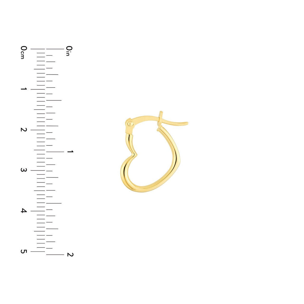 14K Gold Tilted Heart Hoop Earrings