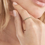 14K Gold Zig Zag Emerald Band