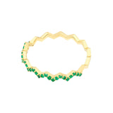 14K Gold Zig Zag Emerald Band