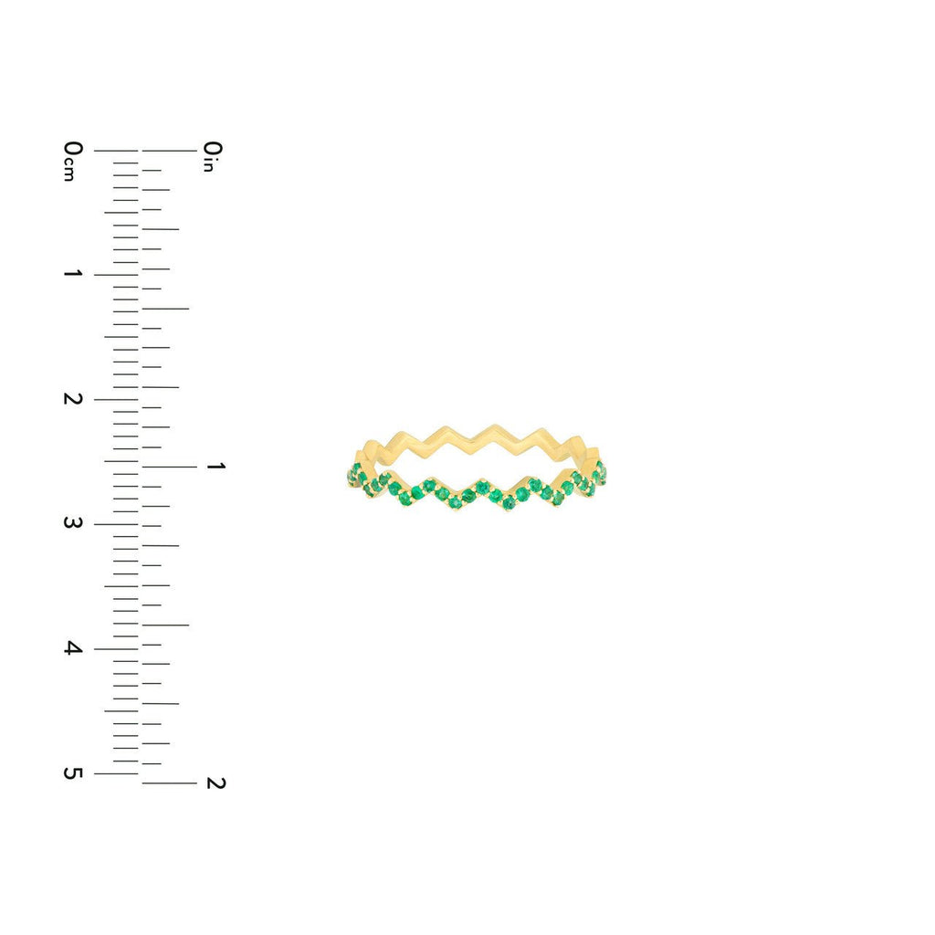 14K Gold Zig Zag Emerald Band