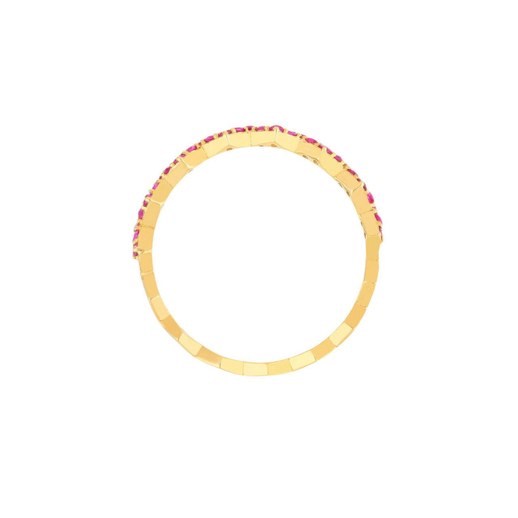 14K Gold Zig Zag Ruby Band