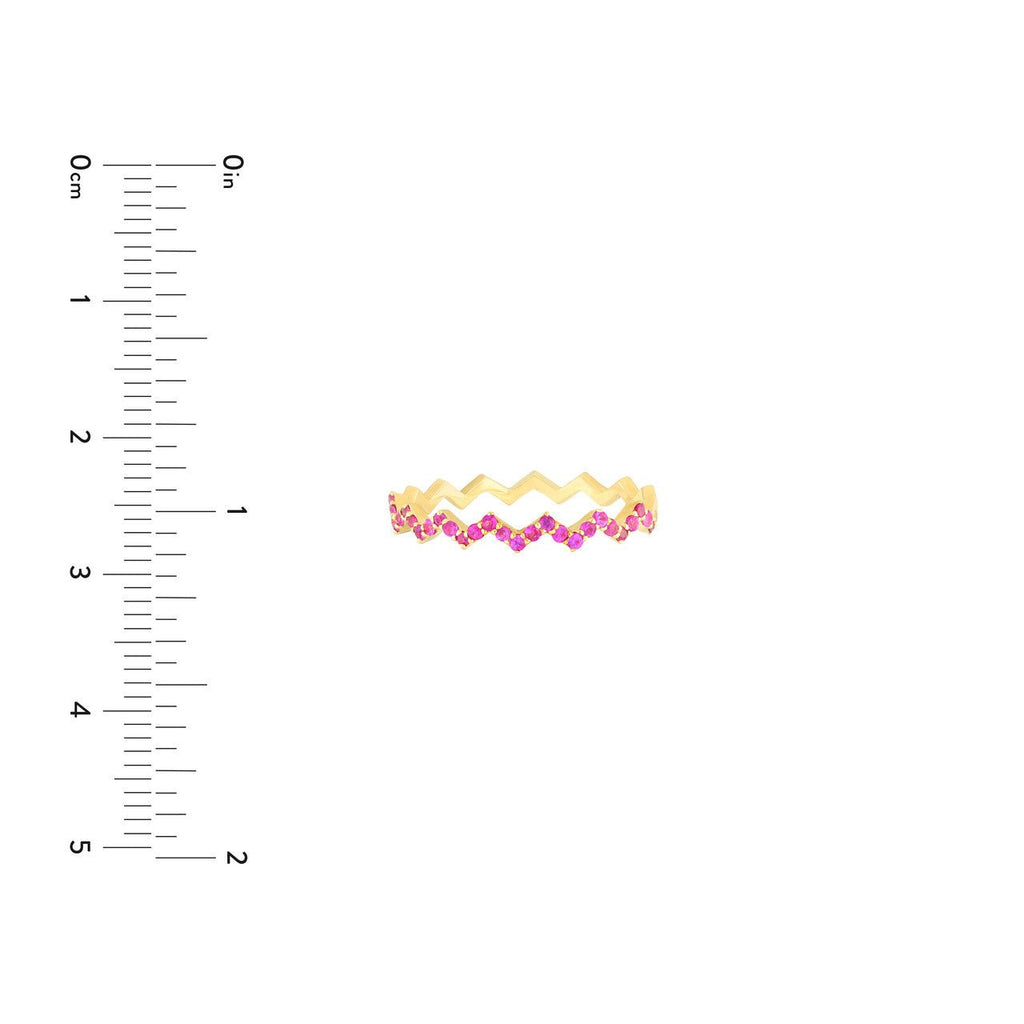 14K Gold Zig Zag Ruby Band