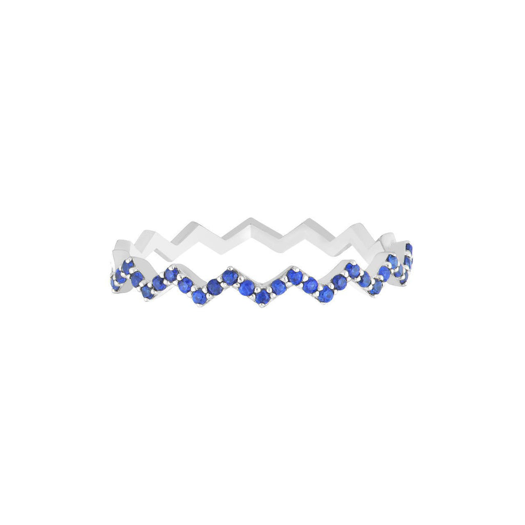 14K Gold Zig Zag Sapphire Band