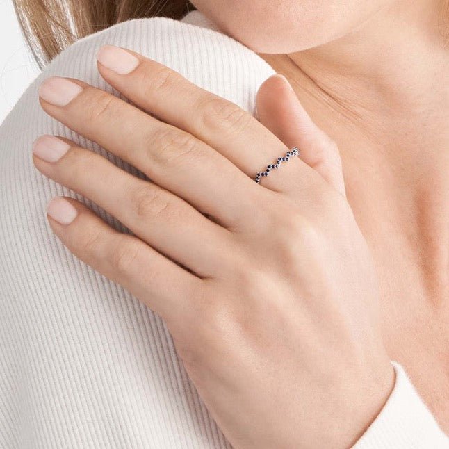 14K Gold Zig Zag Sapphire Band