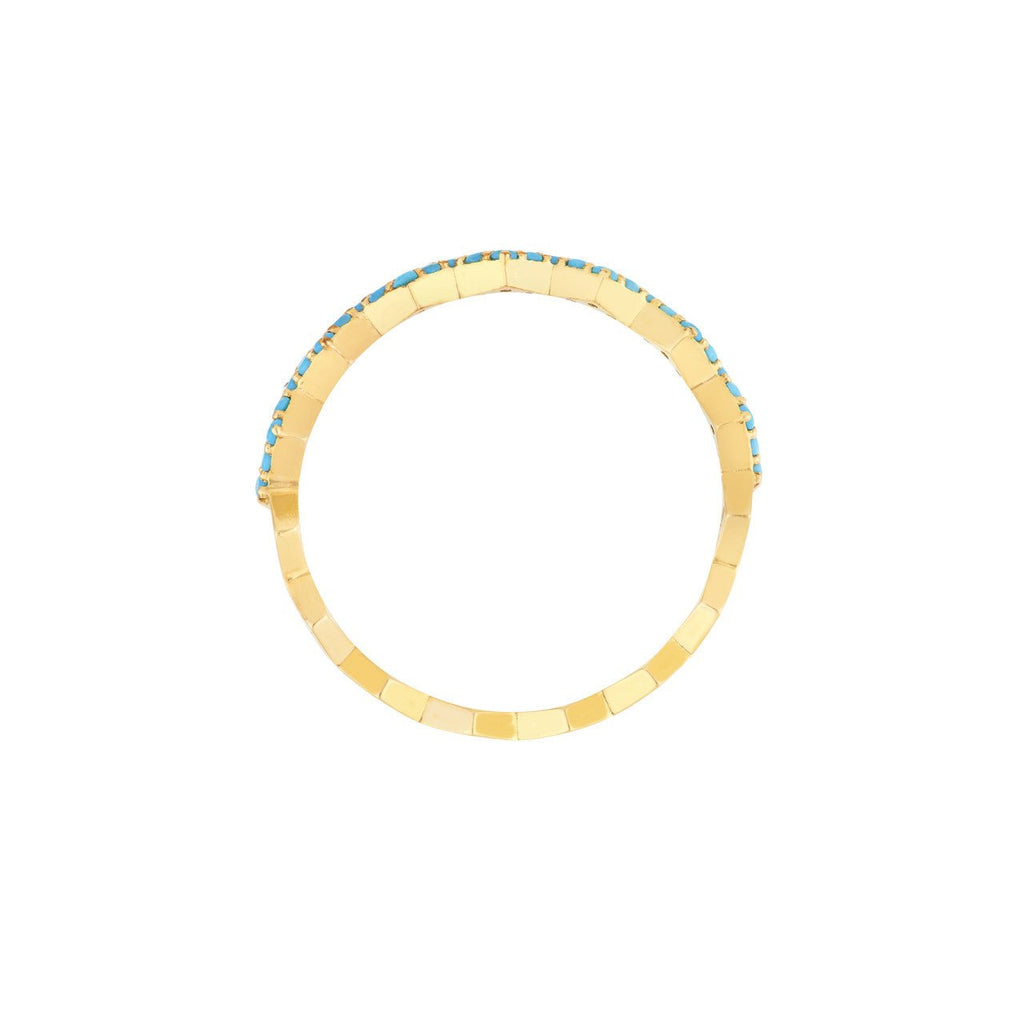 14K Gold Zig Zag Turquoise Band
