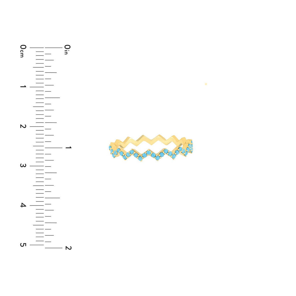 14K Gold Zig Zag Turquoise Band