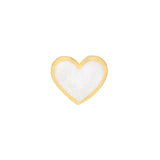 14K Gold White Enamel Heart Stud Earrings