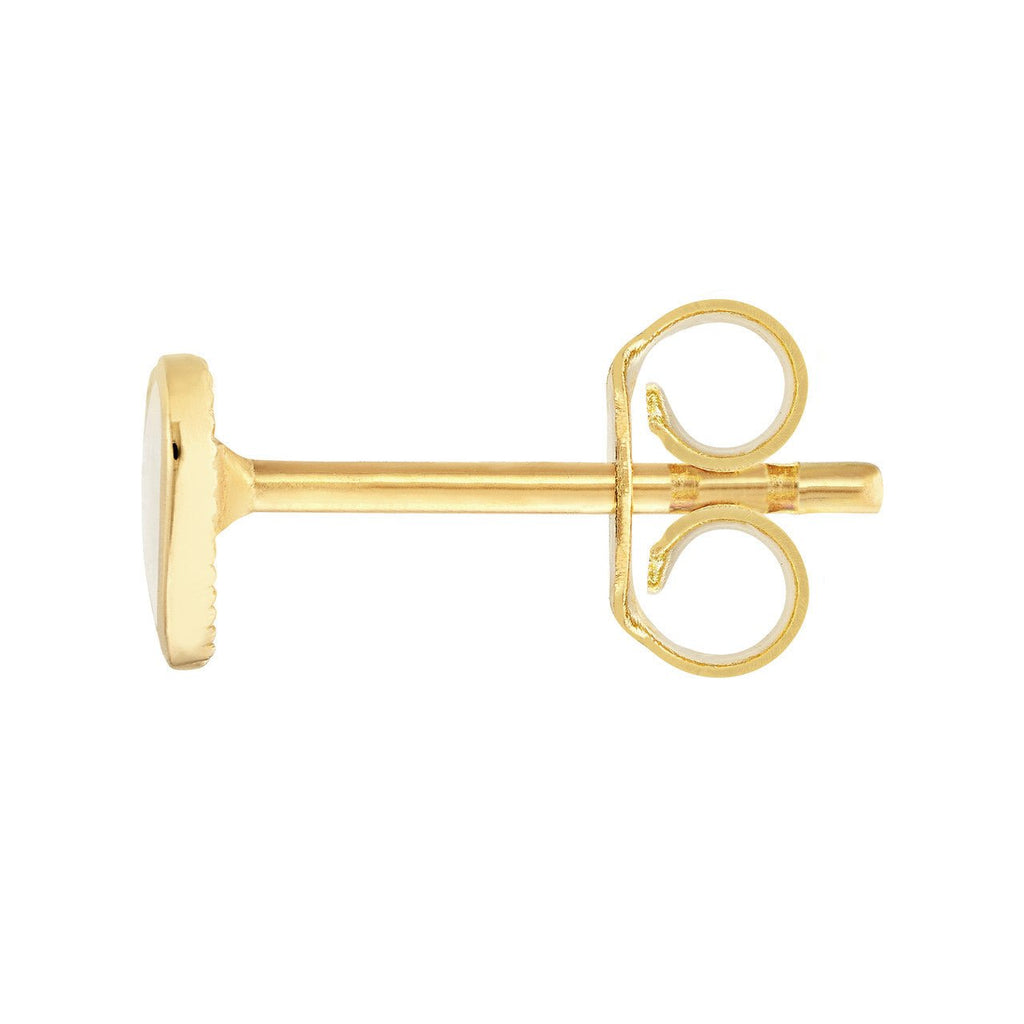 14K Gold White Enamel Heart Stud Earrings