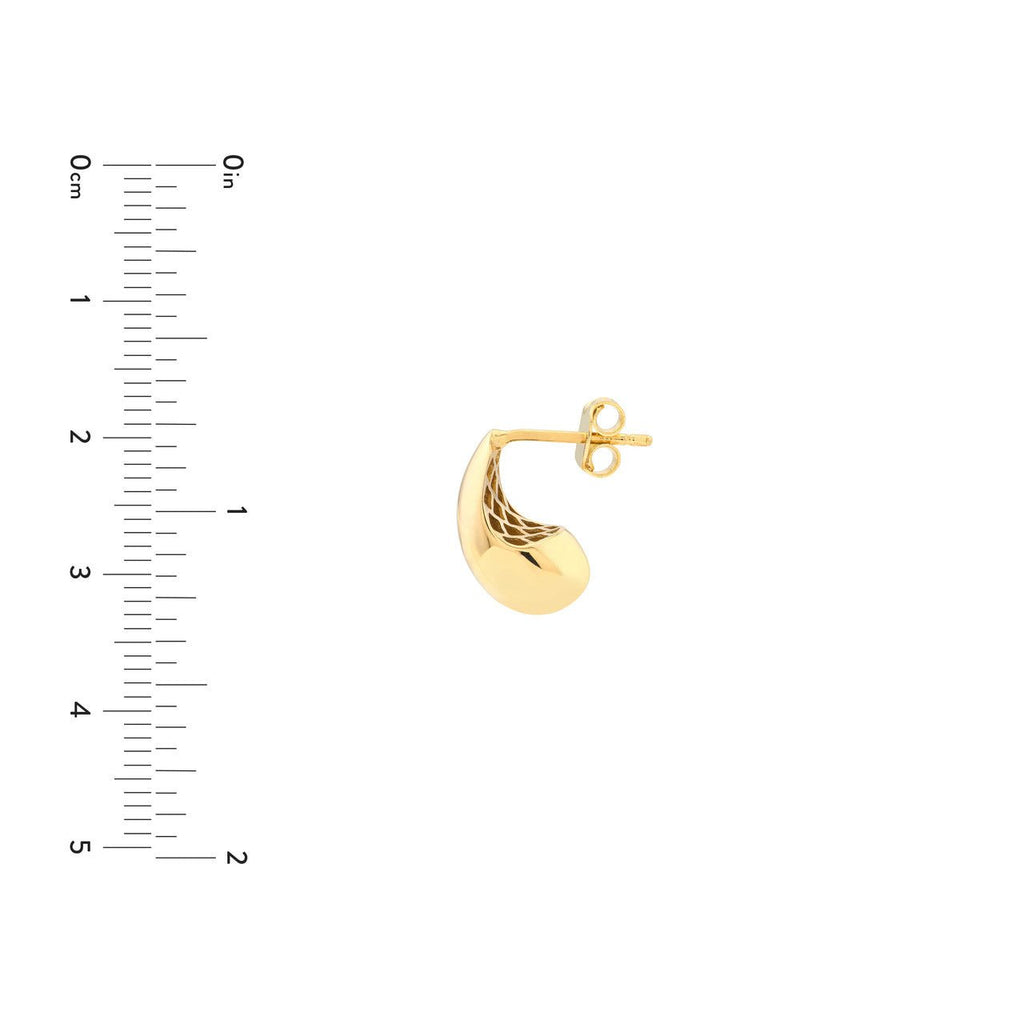 14K Gold Small Teardrop Dome Earrings