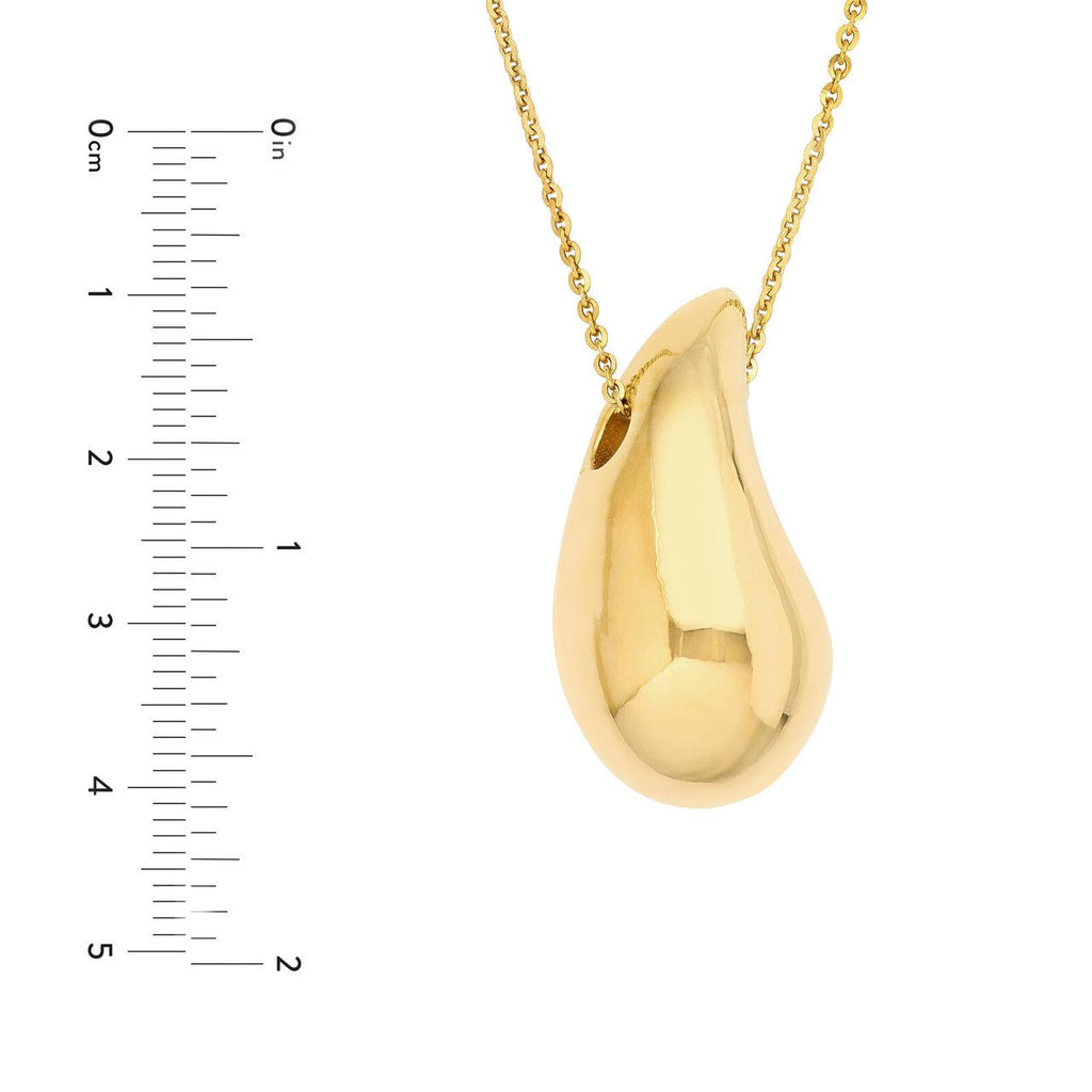 14K Gold Tear Drop Pendant Necklace