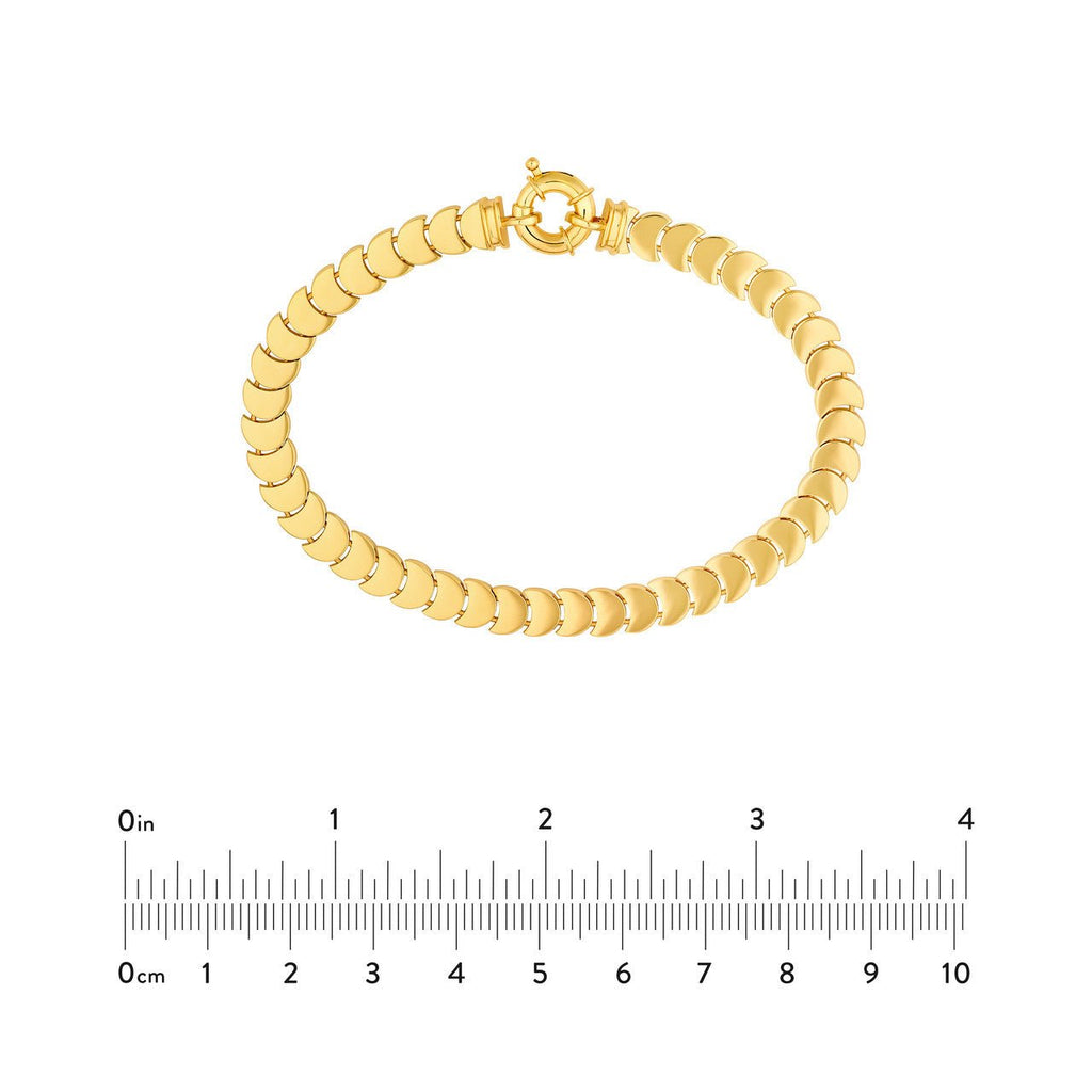 14K Gold Crescent Link Bracelet