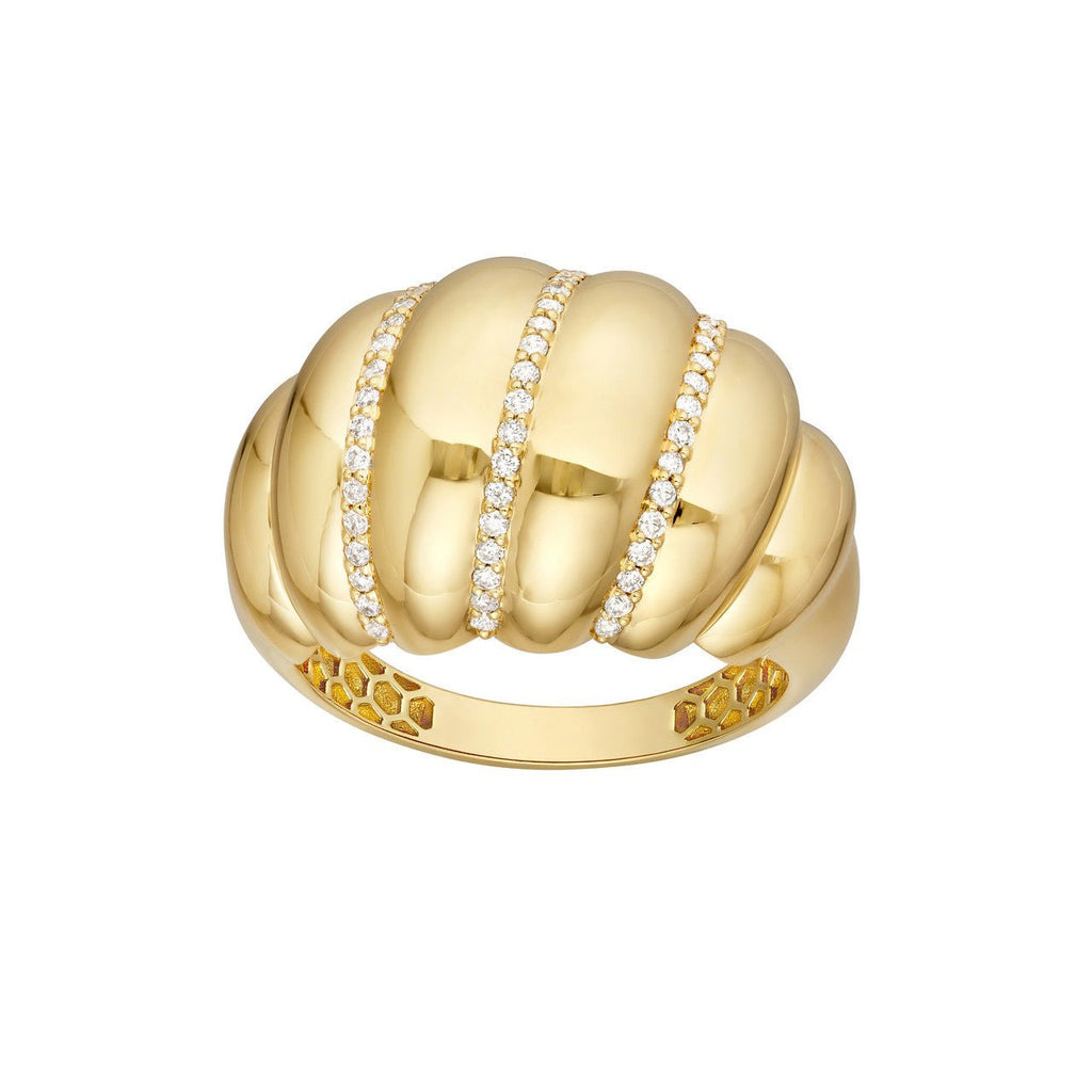 14K Gold Twisted Dome Diamond Ring