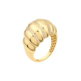 14K Gold Twisted Dome Diamond Ring