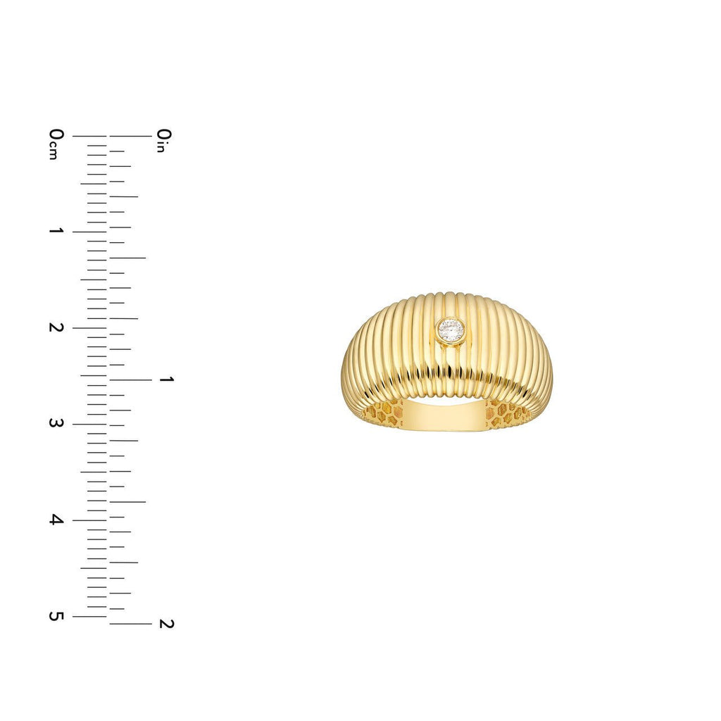 14K Gold Ribbed Bezel Diamond Band