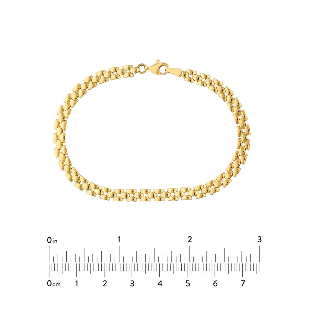 14K Gold Square 2+1 Link Chain Bracelet