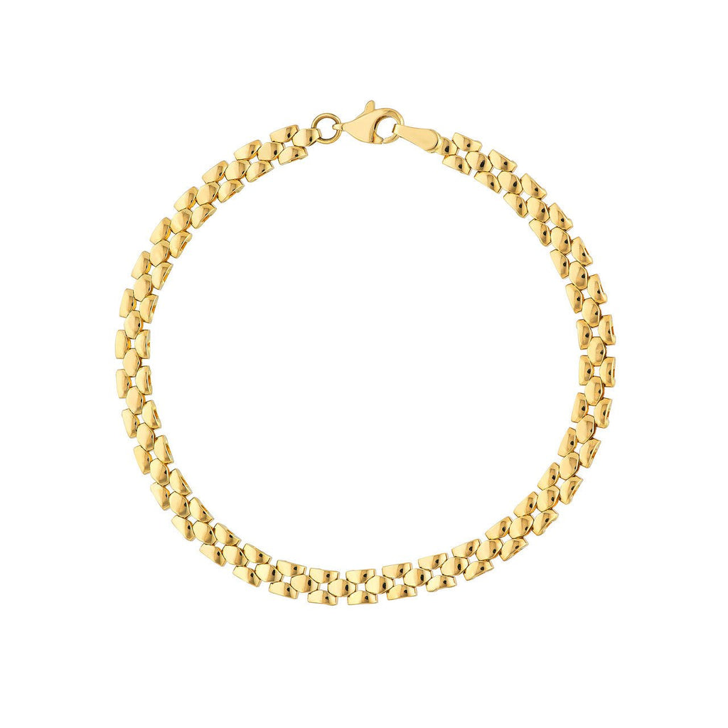 14K Gold Square 2+1 Link Chain Bracelet