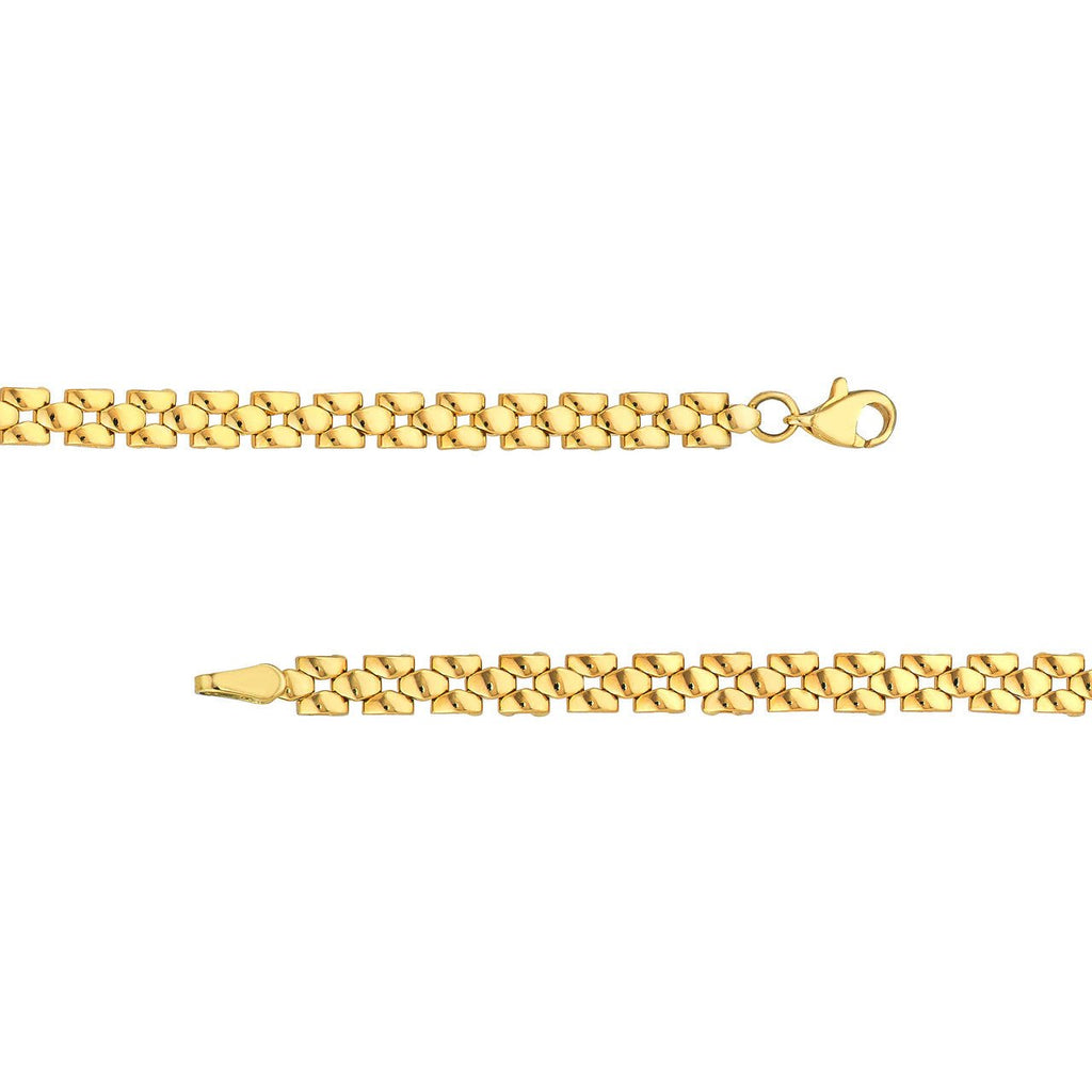 14K Gold Square 2+1 Link Chain Bracelet