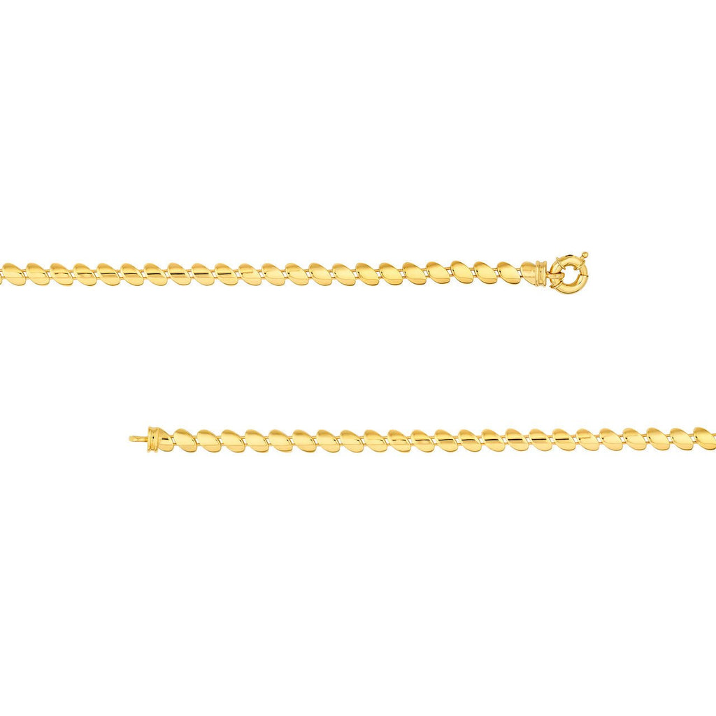 14K Gold Diagonal Oval Link Bracelet
