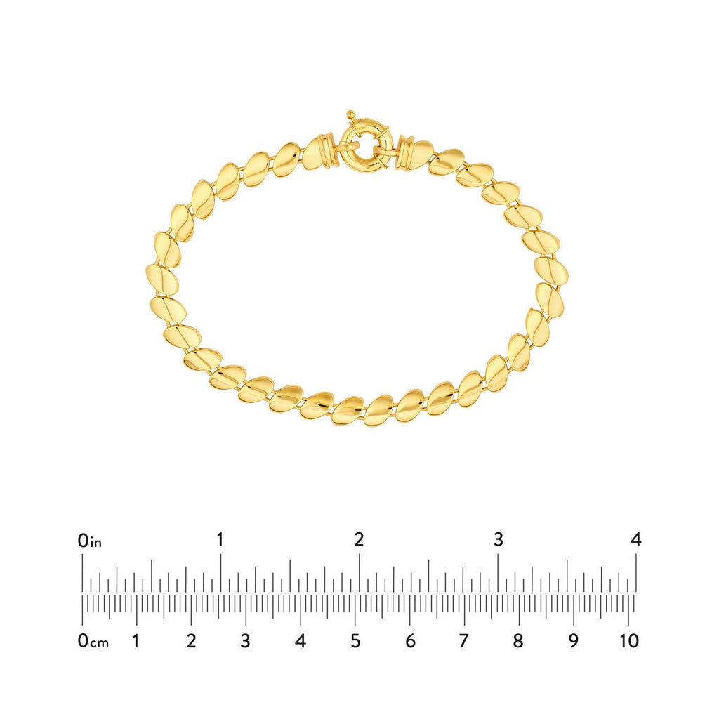 14K Gold Diagonal Oval Link Bracelet