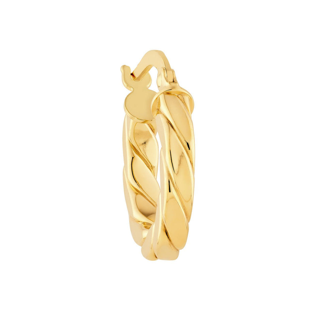 14K Gold 10MM Squared Twist Hoop Earrings