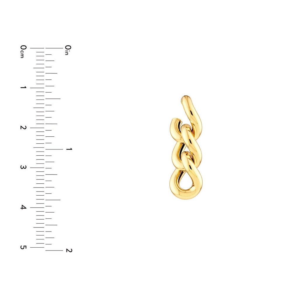 14K Gold Triple Curb Link Dangle Earrings
