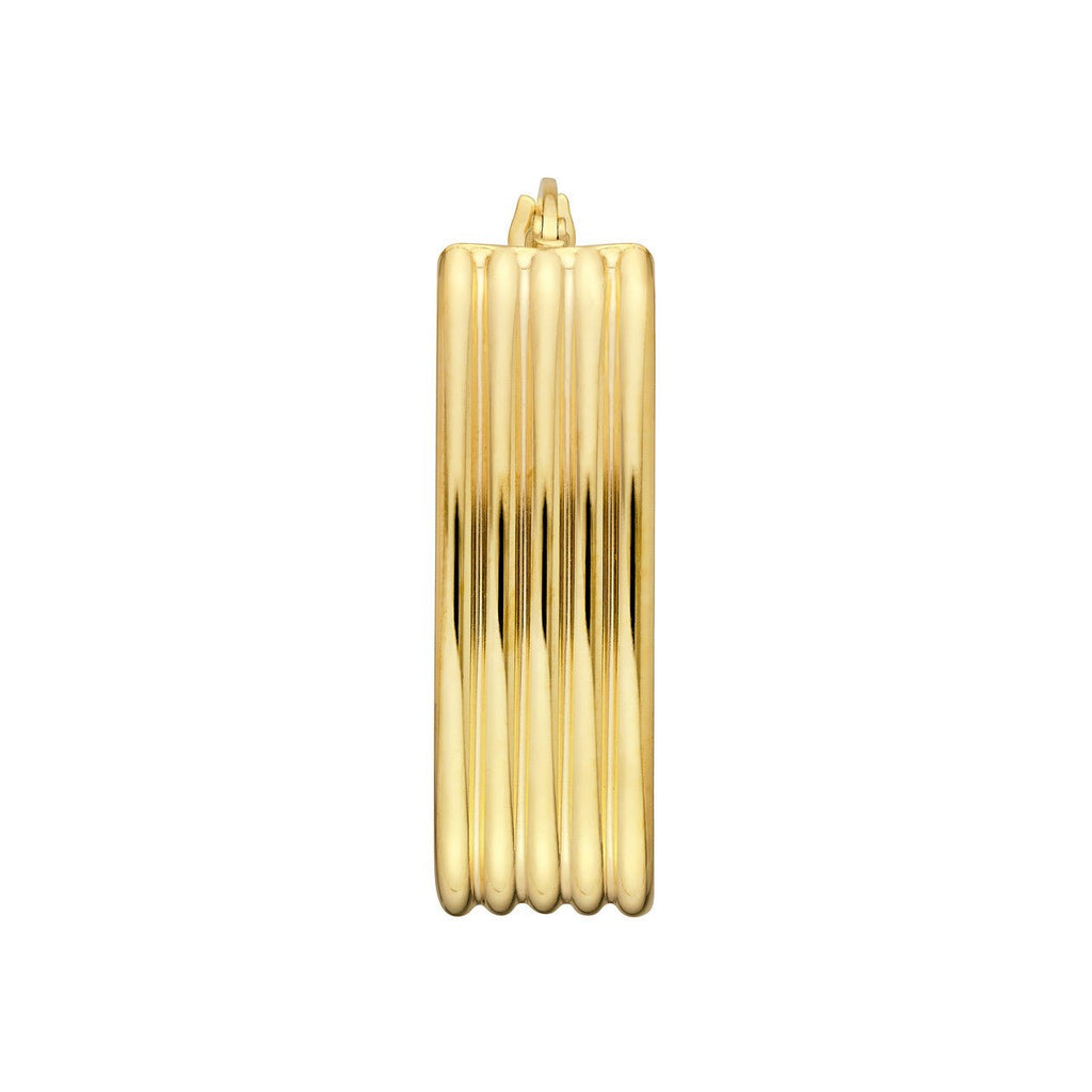 14K Gold Ribbed Oval Hoop Earrings