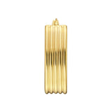 14K Gold Ribbed Oval Hoop Earrings